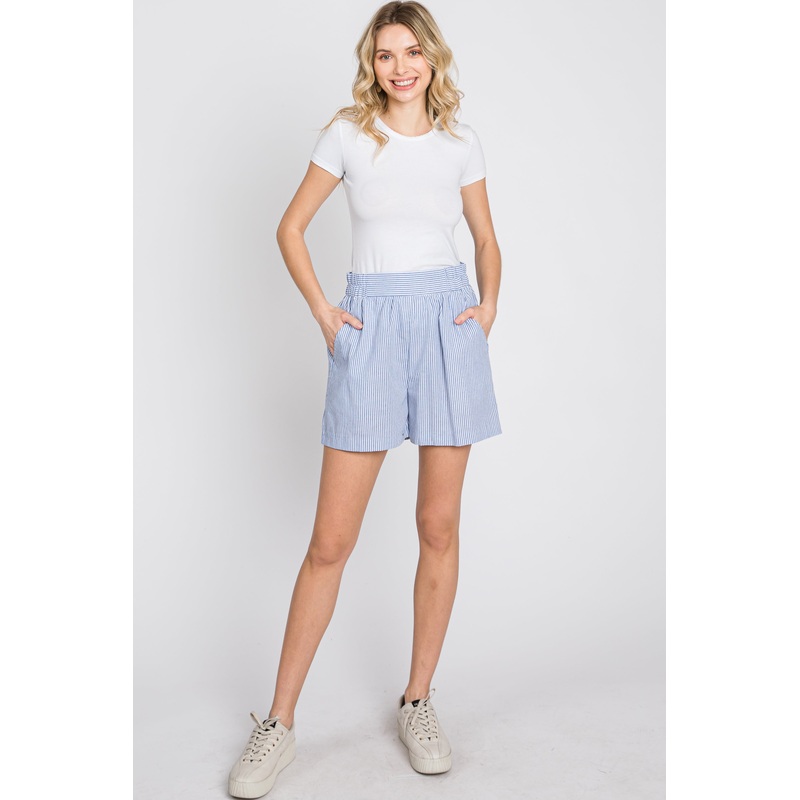 Light Blue Striped Shorts