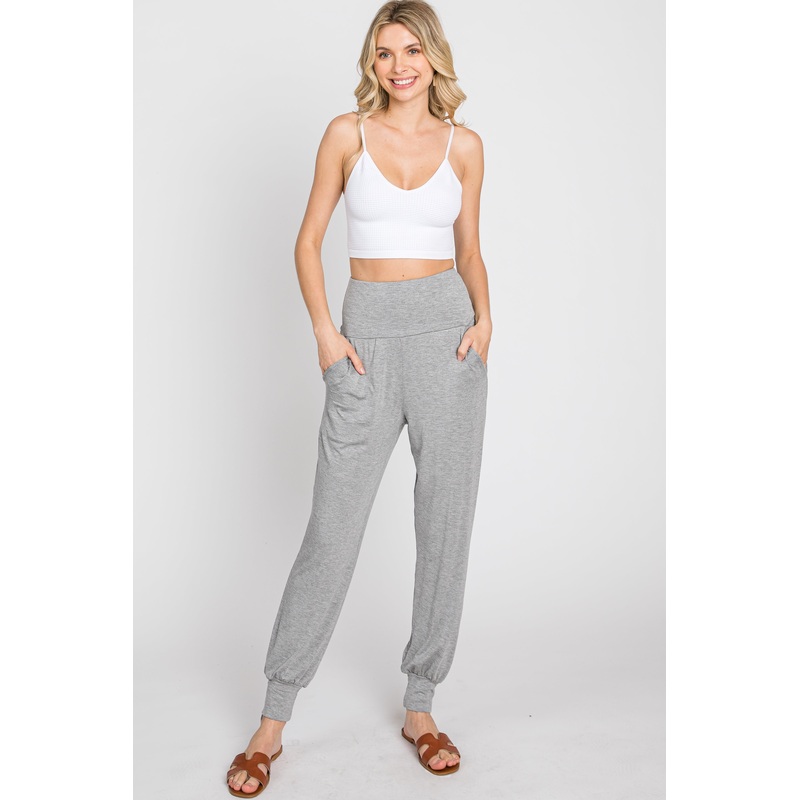 Heather Grey Foldover Joggers