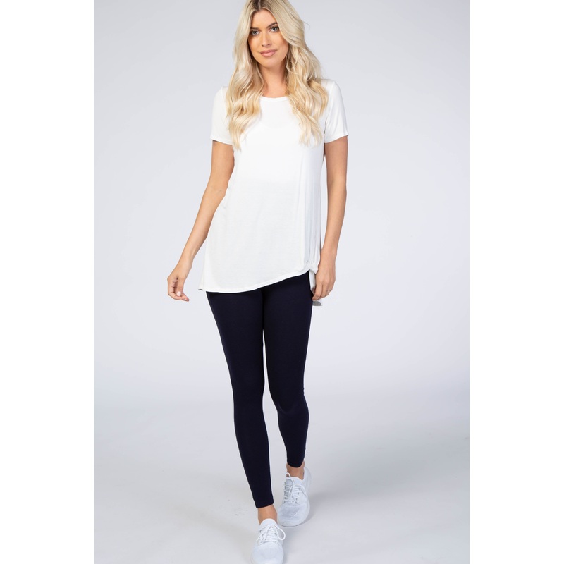 Navy Foldover Waistband Leggings