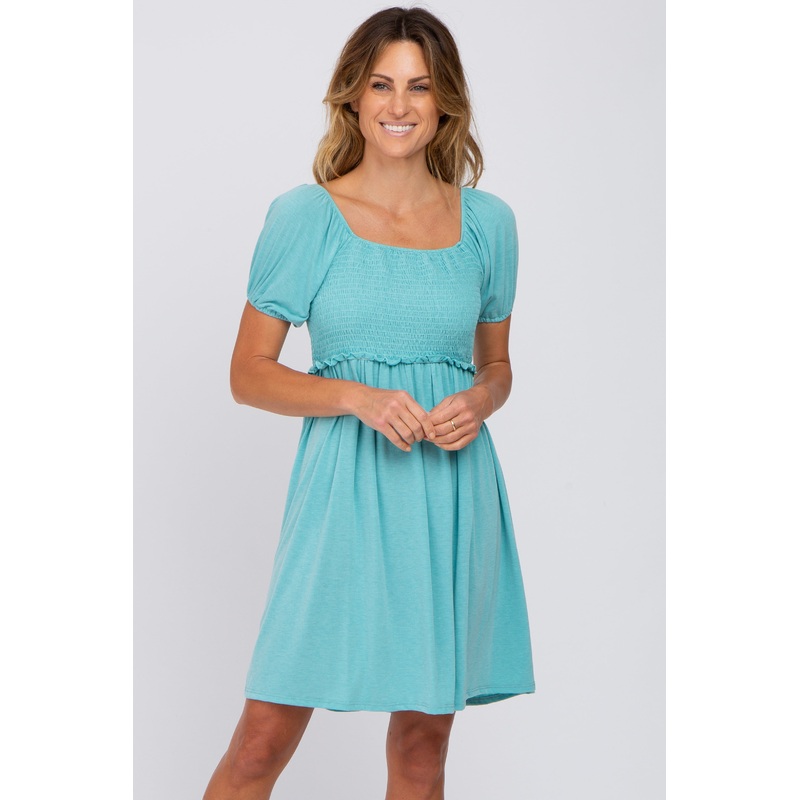 Aqua Smocked Dress