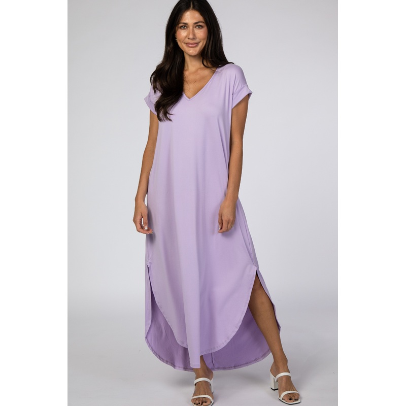 Violet Side Slit Maxi Dress