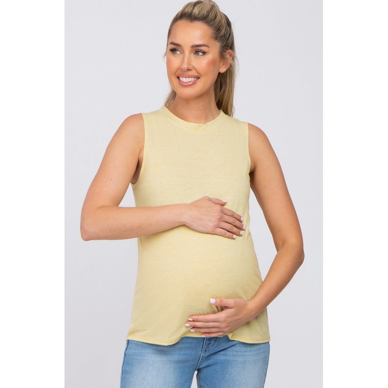 Yellow Heather Basic Maternity Tank Top
