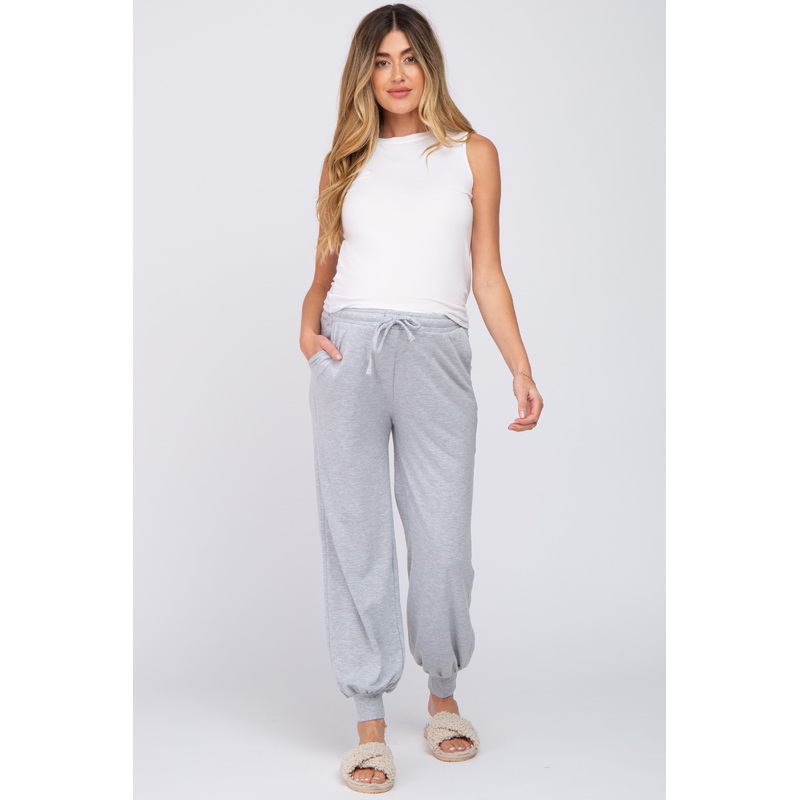 Heather Grey Maternity Jogger Pants