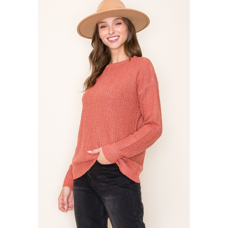 Rust Pattern Knit Sweater