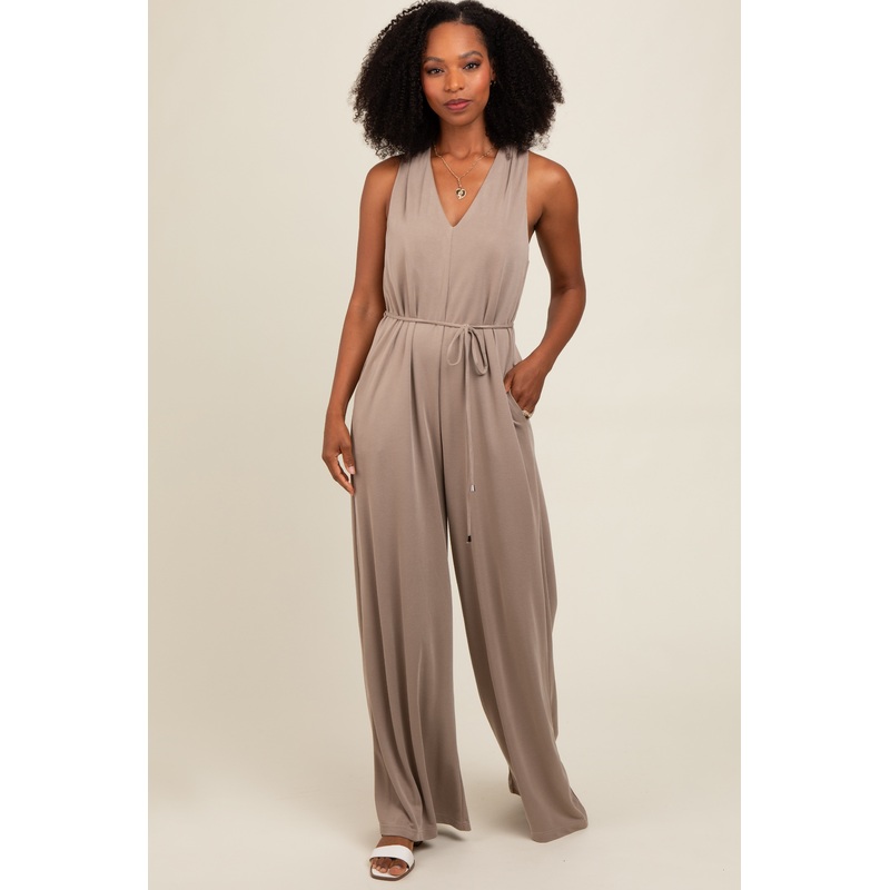 Mocha Racerback Wide Leg Jumpsuit