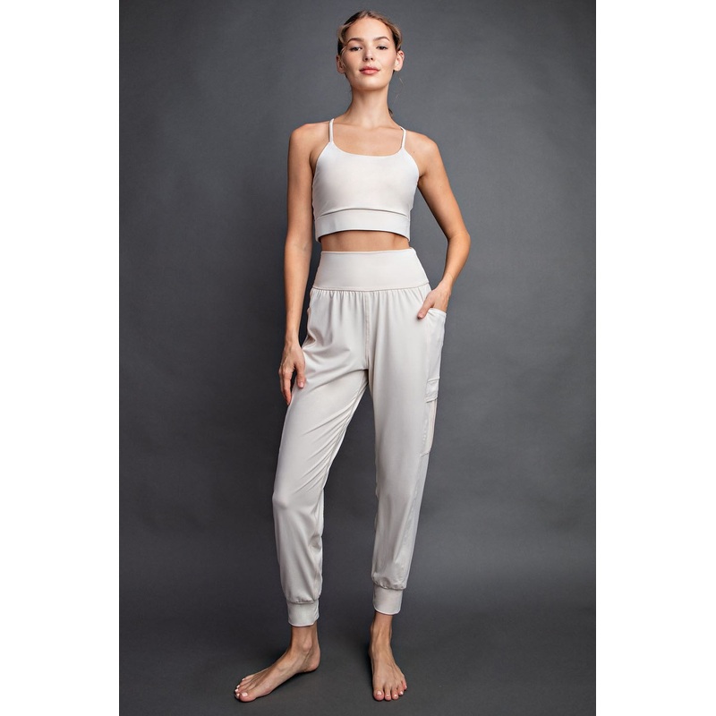 Cream Cargo Pocket Jogger Pants