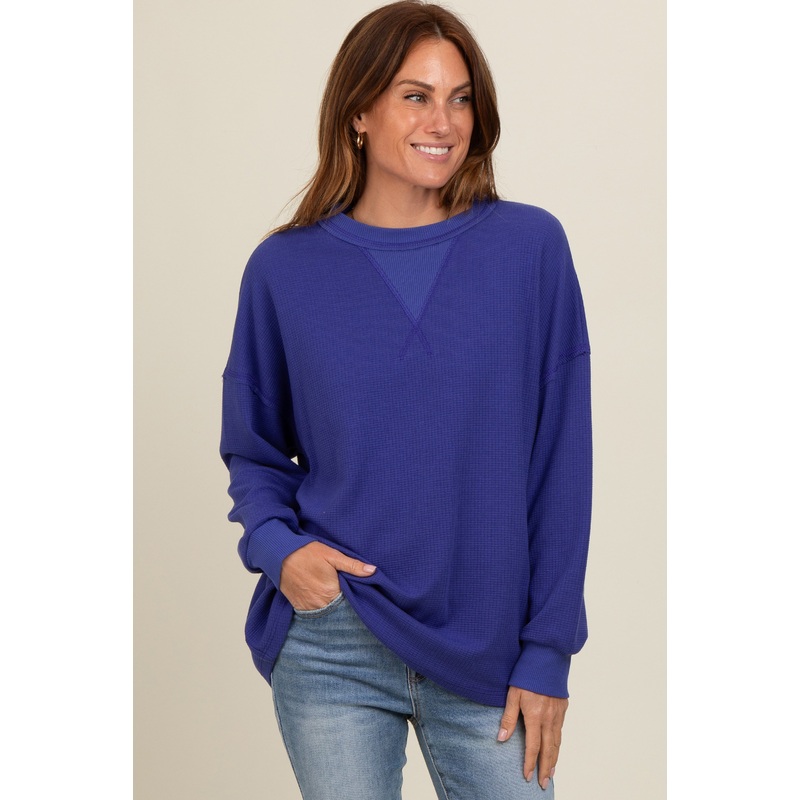 Royal Blue Waffle Knit Sweatshirt
