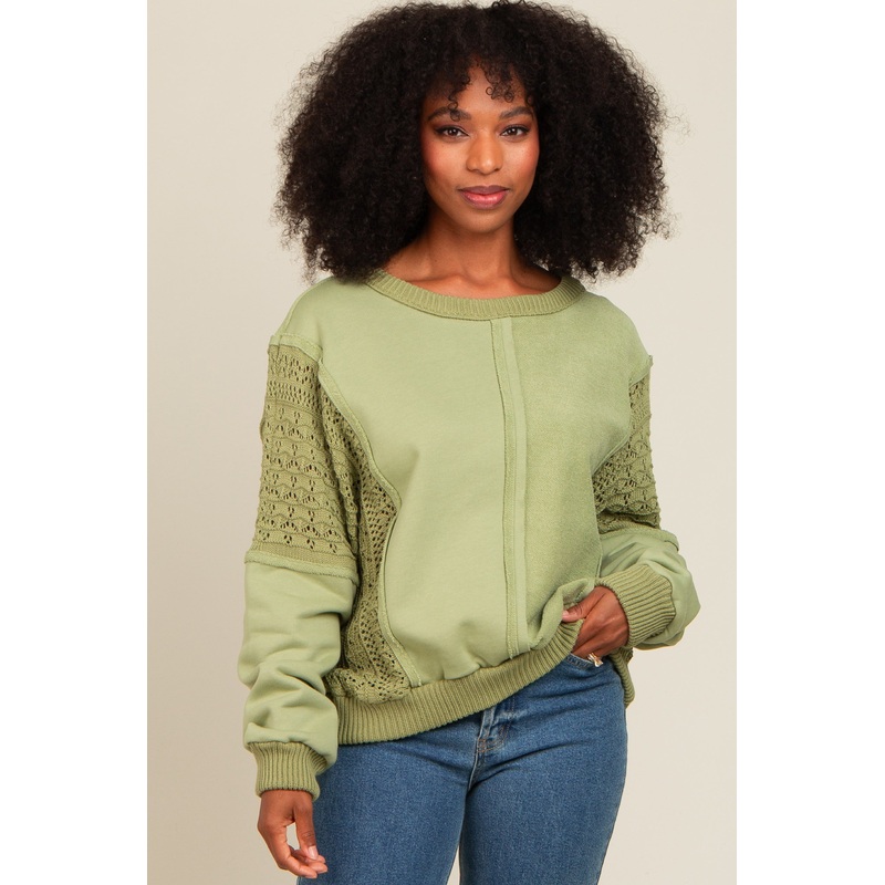 Sage Lace French Terry Top