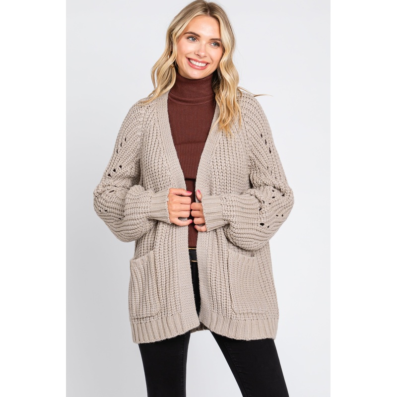 Taupe Chunky Knit Cardigan