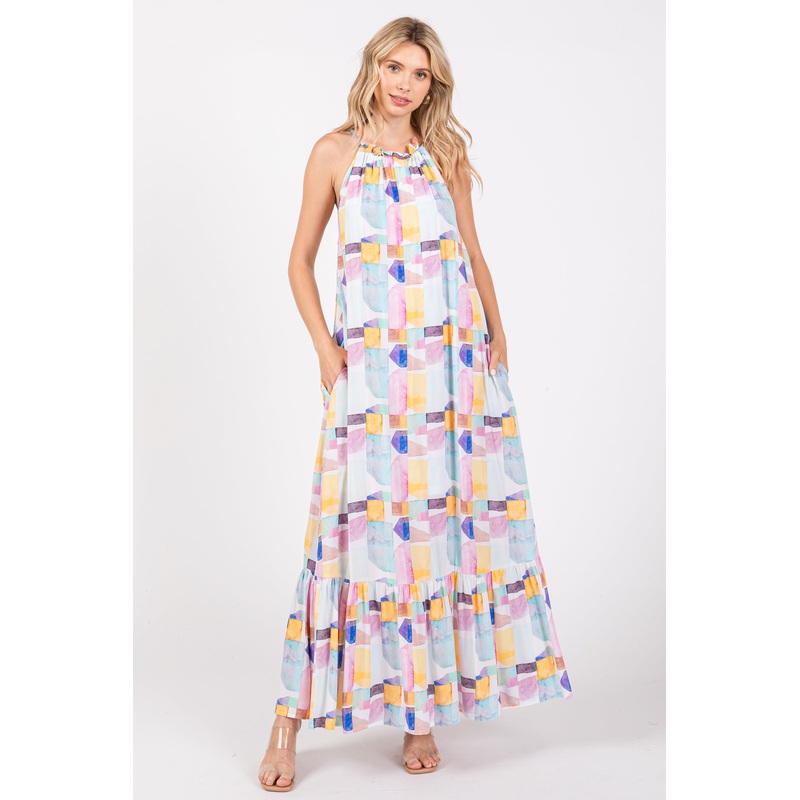 White Empire Ruffle Hem Midi Dress