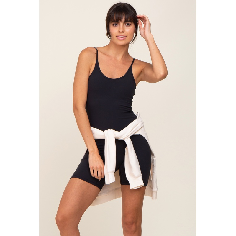 Black Fitted Padded Romper