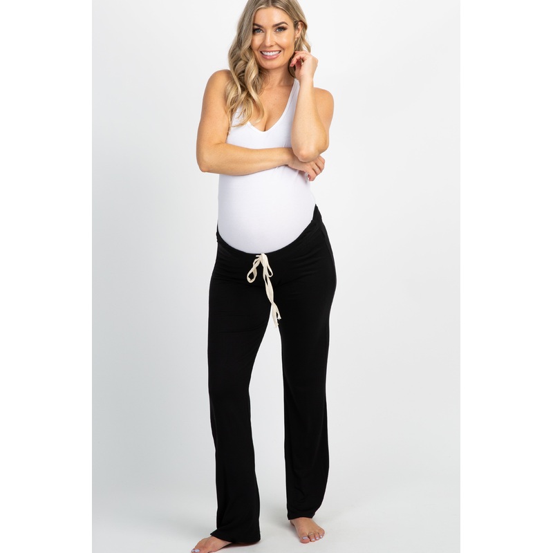 PinkBlush Black Drawstring Maternity Pajama Pants