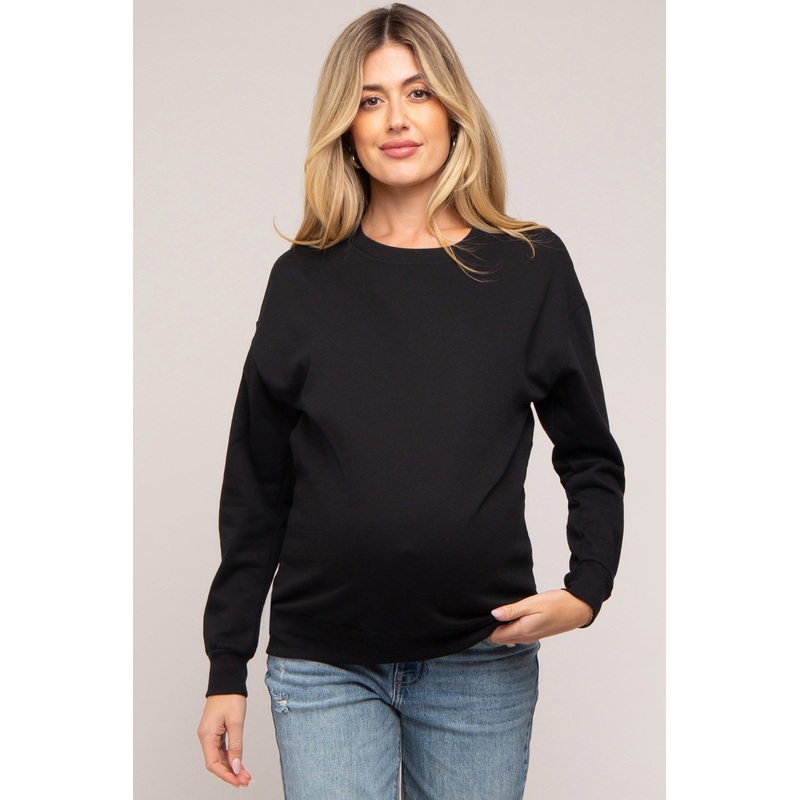 Black Pullover Maternity Sweatshirt