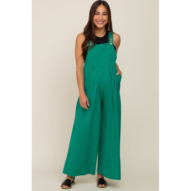 Green Maternity Wide Leg Jumpsuit