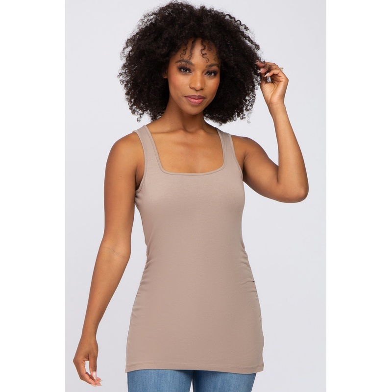 Taupe Ruched Tank Top