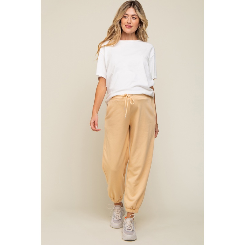 Yellow Drawstring Maternity Sweatpants