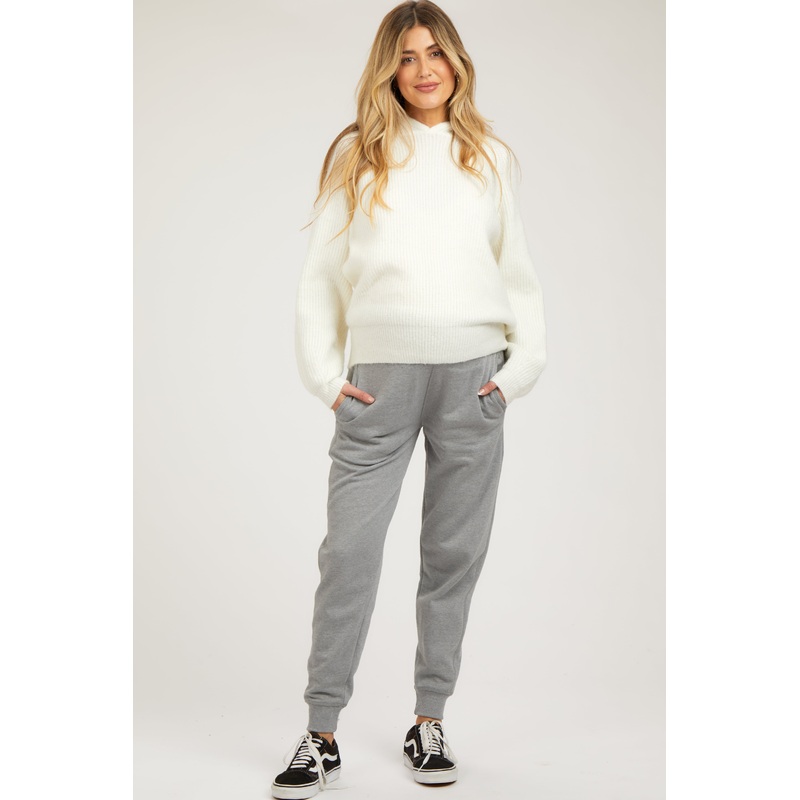 Heather Grey Slim Fit Maternity Joggers