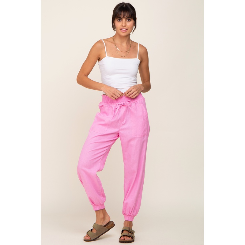 Pink Smocked Joggers