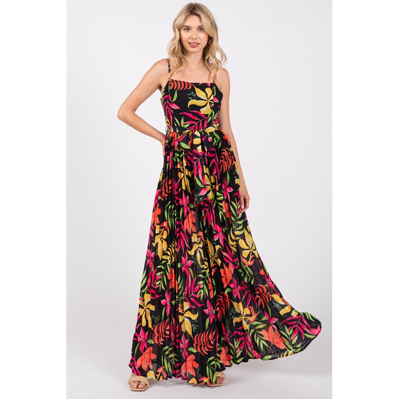 Black Floral Wide Leg Jumpsuit