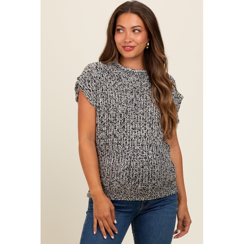 Black Multicolor Maternity Sweater Vest