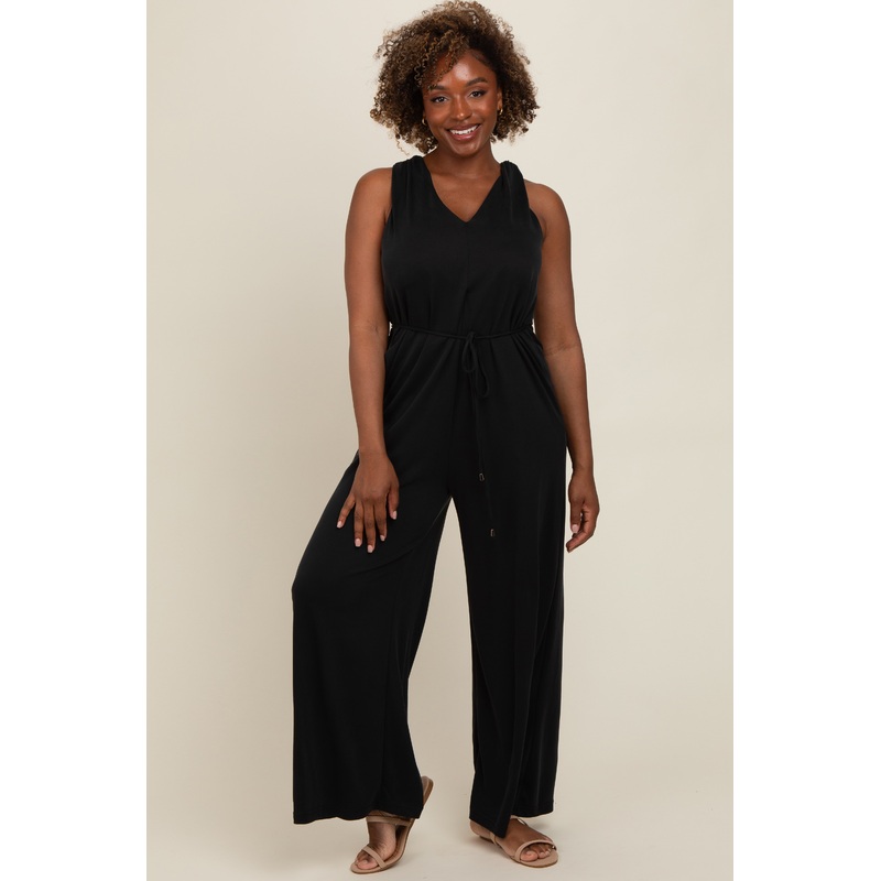 Black Racerback Wide Leg Jumpsuit