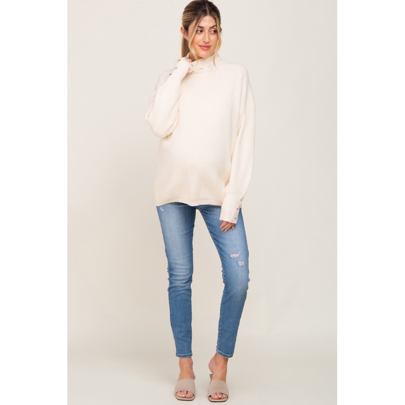 Blue Slightly Distressed Maternity Skinny Jeans