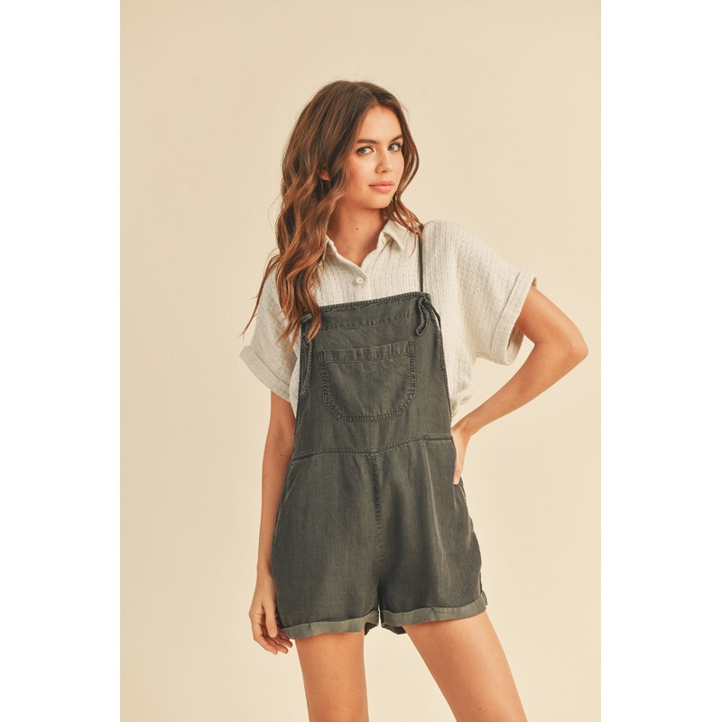 Charcoal Front Pocket Short Overalls