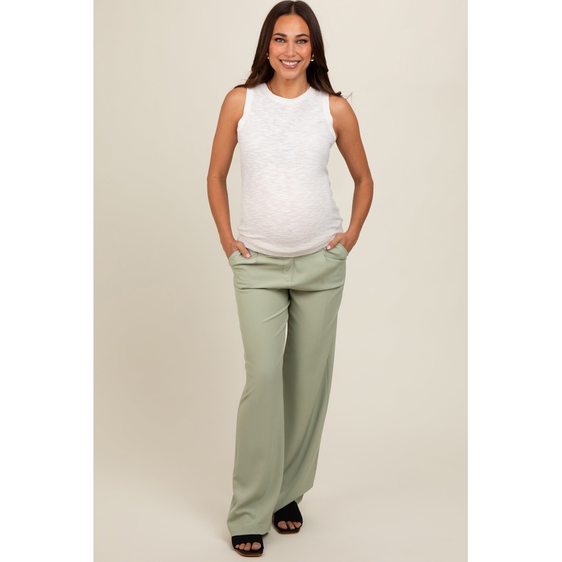 Light Olive Maternity Dress Pants