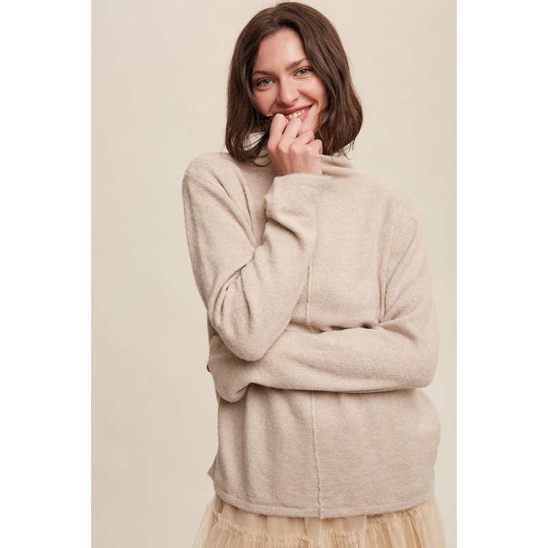 Beige Ultra Soft Mock Neck Sweater