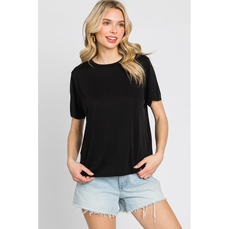 Black Basic Cropped T-Shirt
