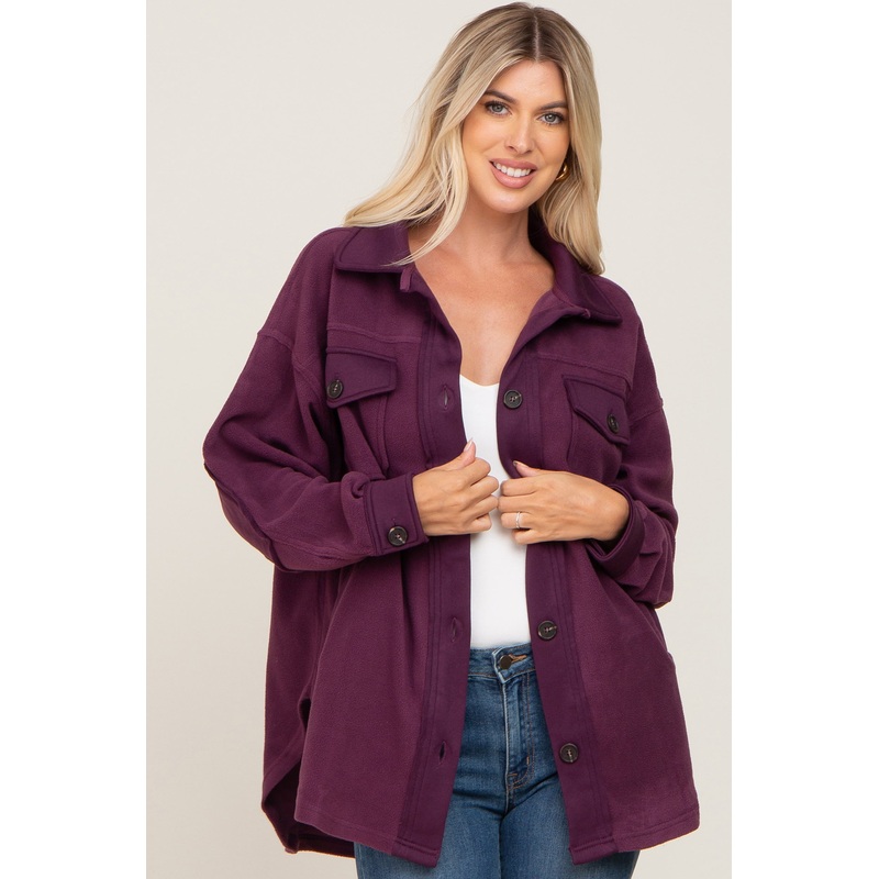 Plum Fleece Lightweight Coat