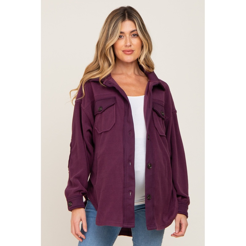 Plum Fleece Lightweight Maternity Coat