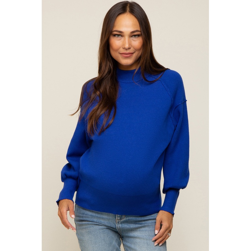 Royal Knit Long Sleeve Mock Neck Maternity Top