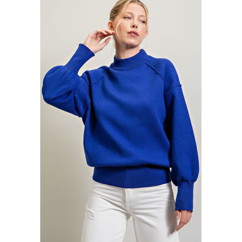 Royal Knit Long Sleeve Mock Neck Top