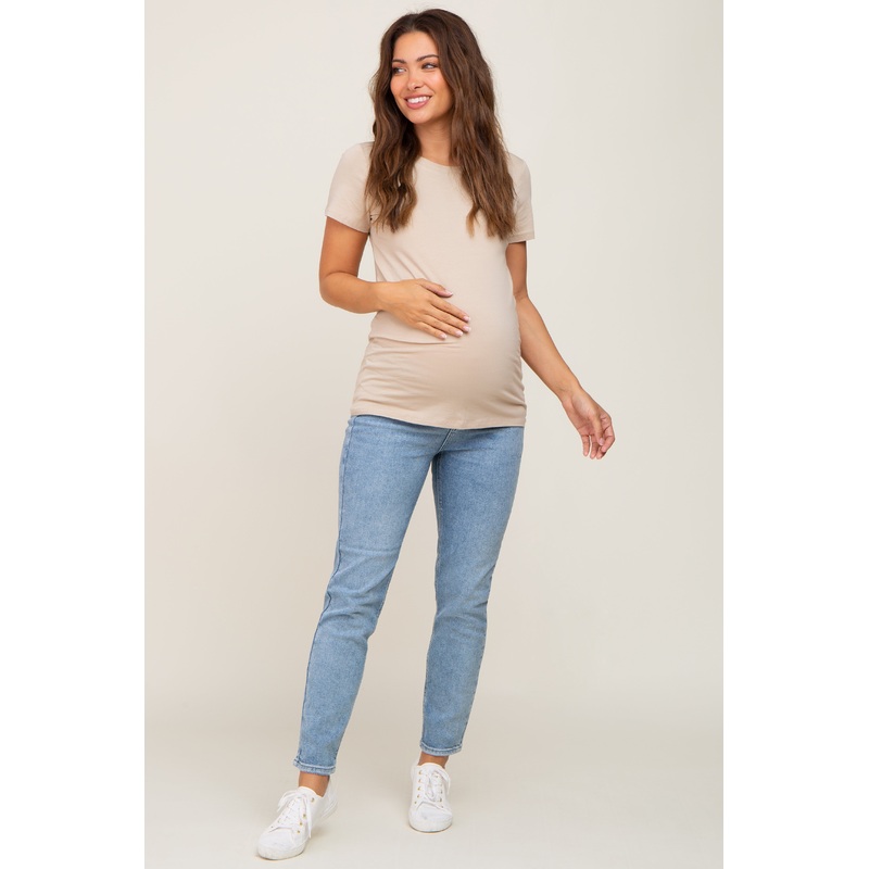 Light Blue Vintage Wash Maternity Skinny Jeans