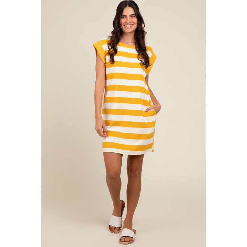 Yellow Striped Mini Dress