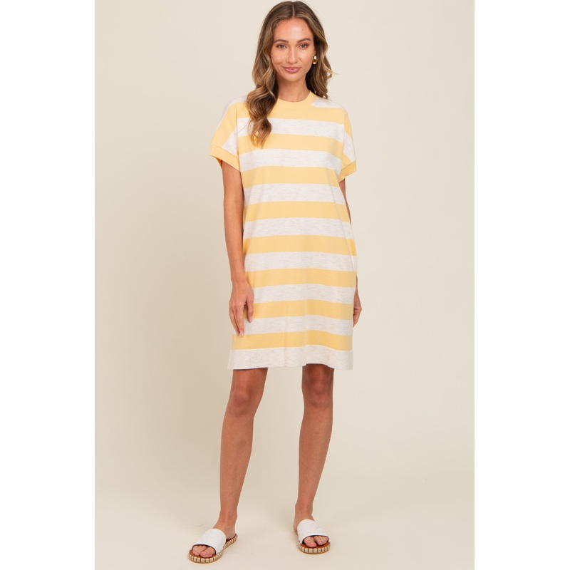 Yellow Wide Stripe Knit Dress