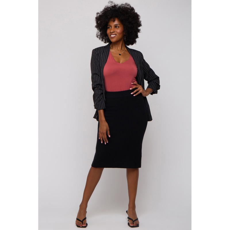 Black Knit Fitted Skirt