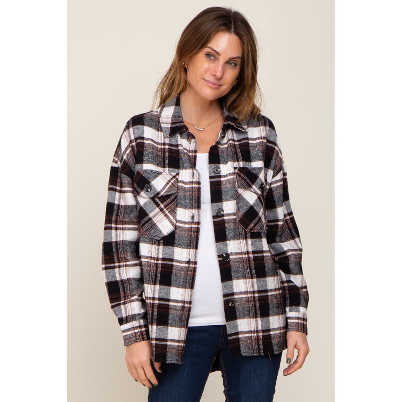 Black Plaid Shirt Jacket