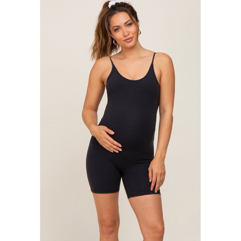 Black Fitted Padded Maternity Romper