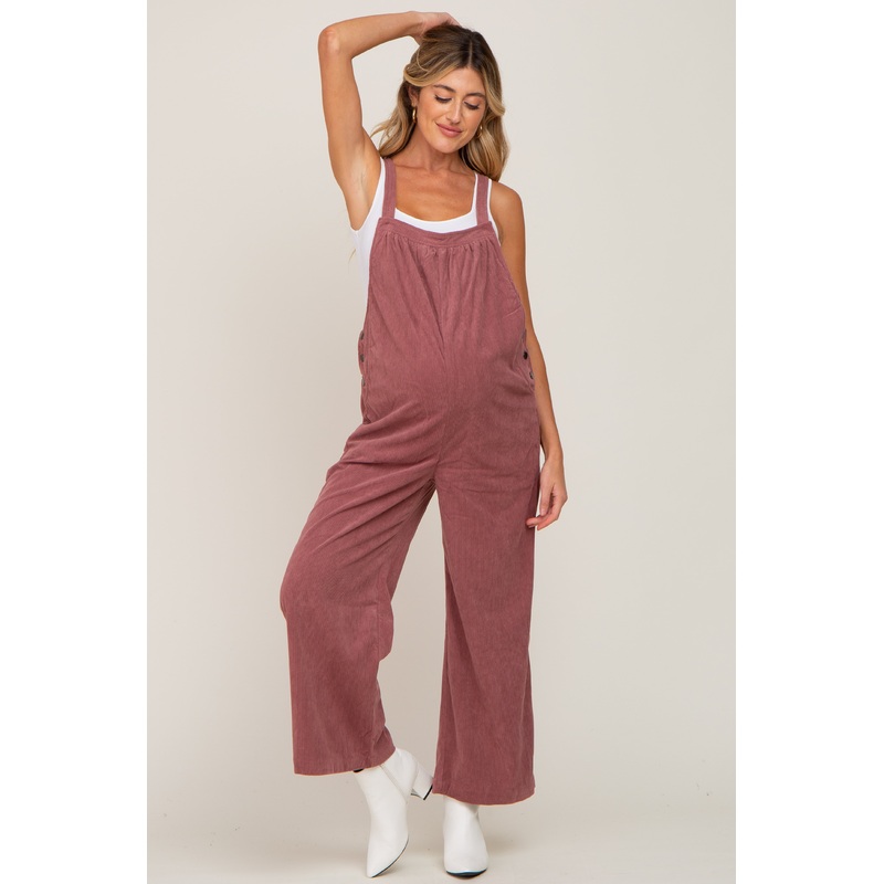 Mauve Corduroy Maternity Overalls
