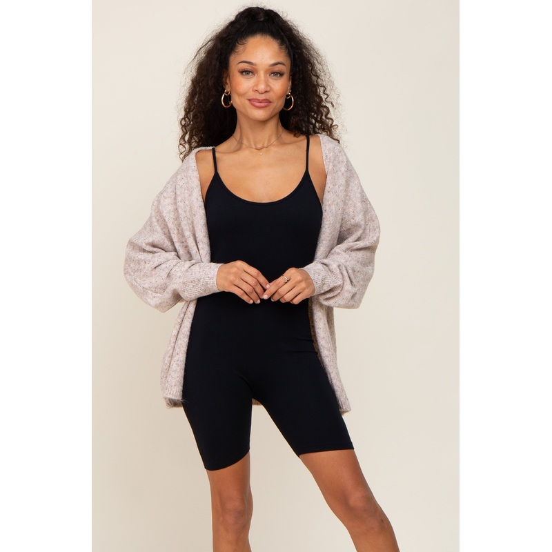 Black Ribbed Biker Short Romper