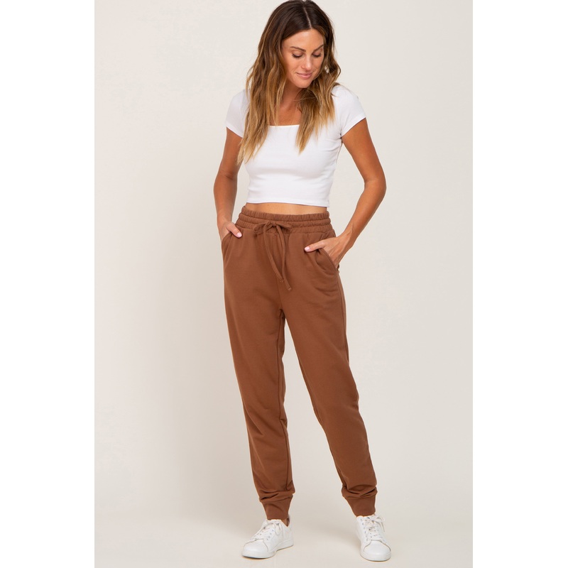 Camel Basic Drawstring Sweatpants