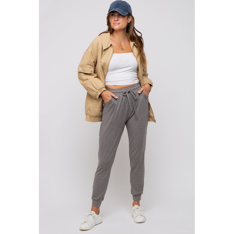 Grey Ultra Soft Knit Drawstring Joggers