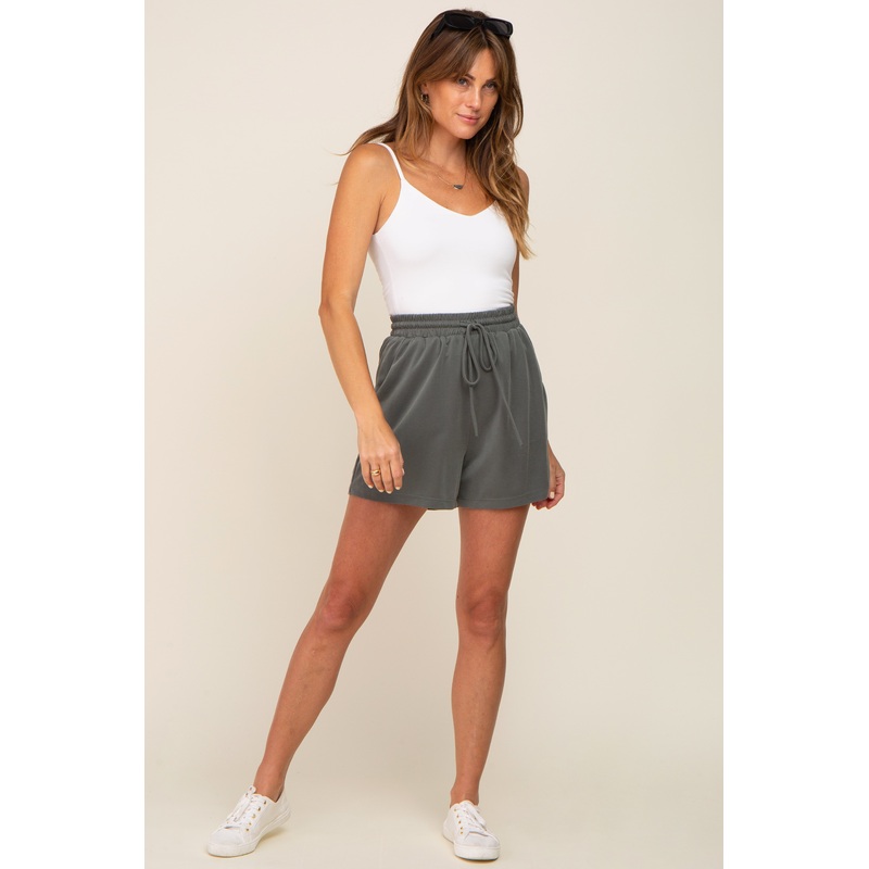 Olive Drawstring Waist Shorts