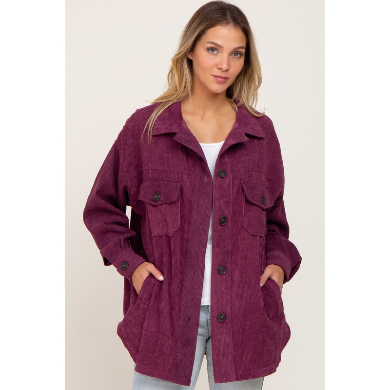 Purple Corduroy Shirt Jacket