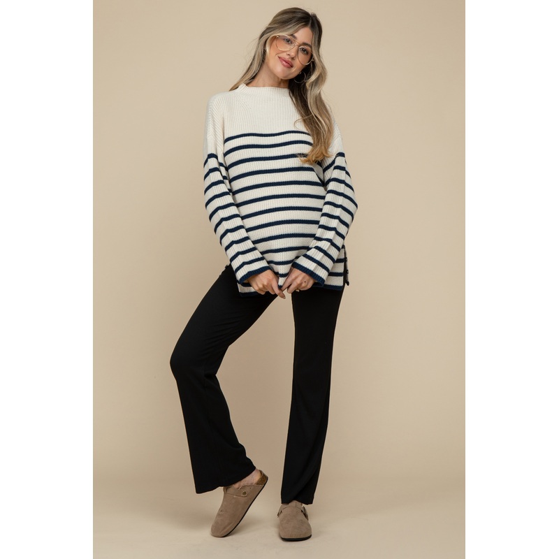 Black Ribbed Maternity Flare Pants