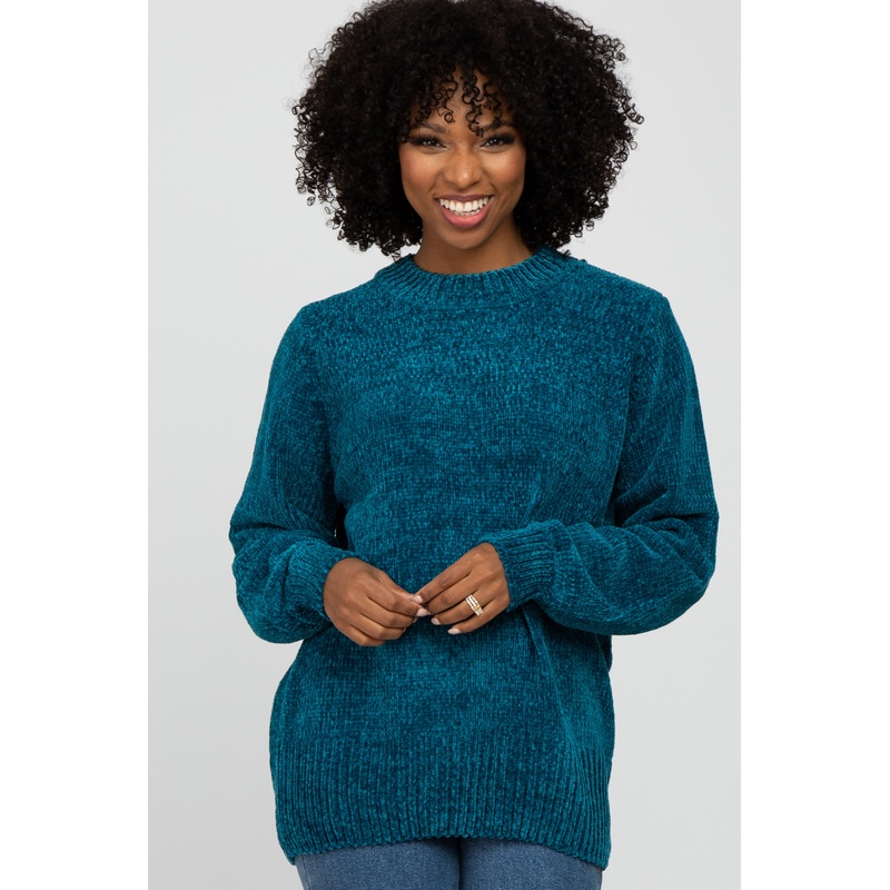 Teal Chenille Knit Sweater