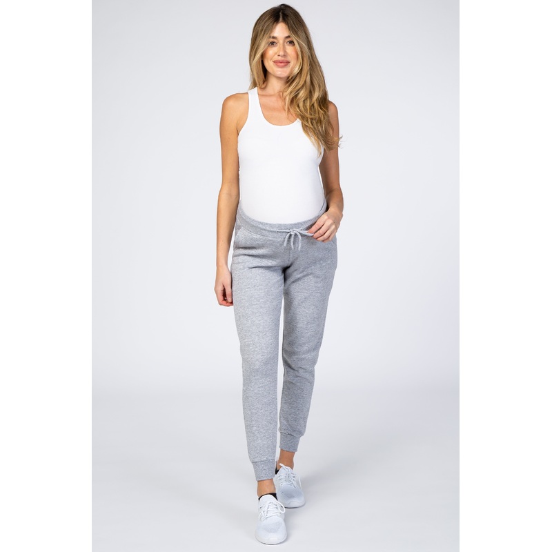Heather Grey Drawstring Maternity Sweatpants