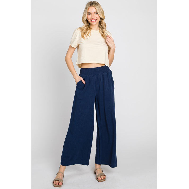 Navy Wide Leg Pants
